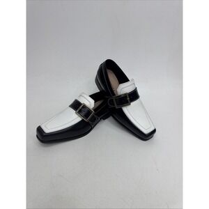 Bespoke Black And White Buckle Slipe On Shoes Mens Size 8